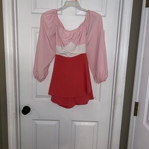Pink and White Romper Size M
